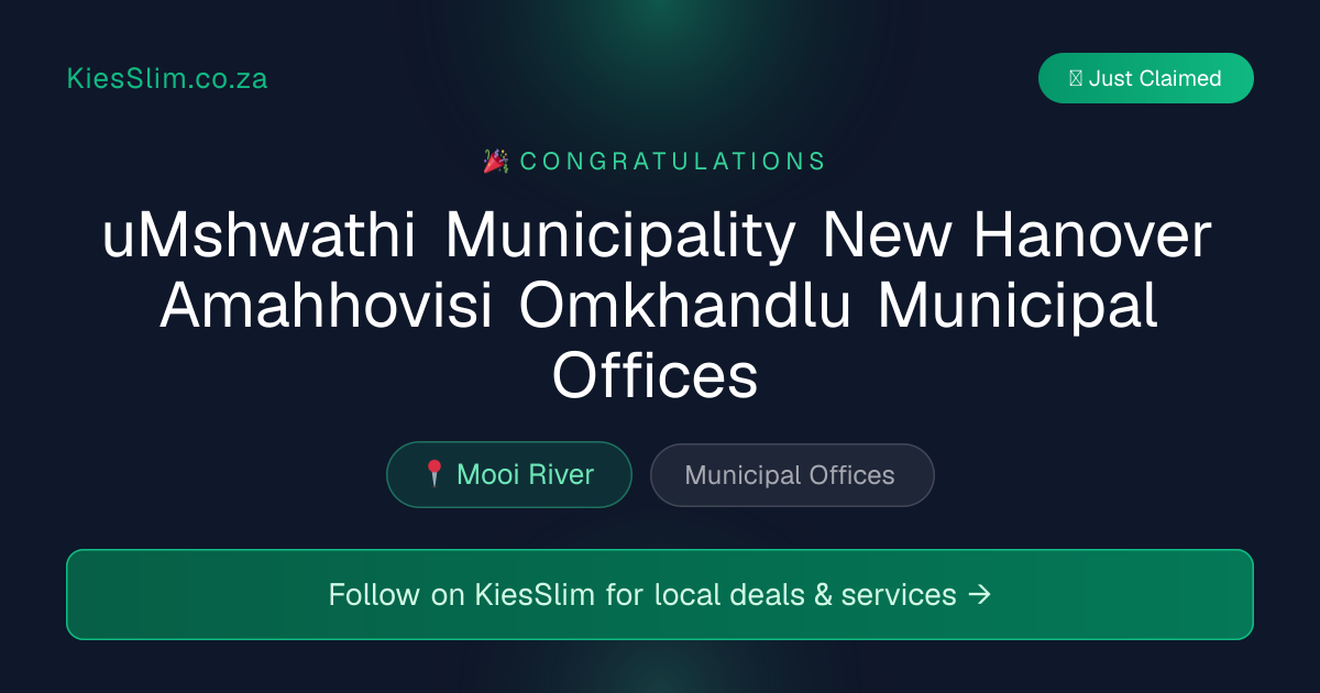 uMshwathi Municipality New Hanover Amahhovisi Omkhandlu Municipal Offices