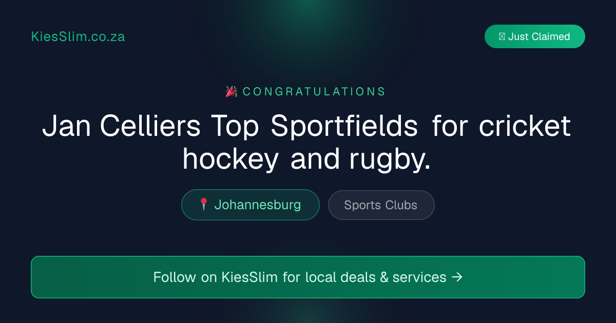 Jan Celliers Top Sportfields for cricket hockey and rugby.