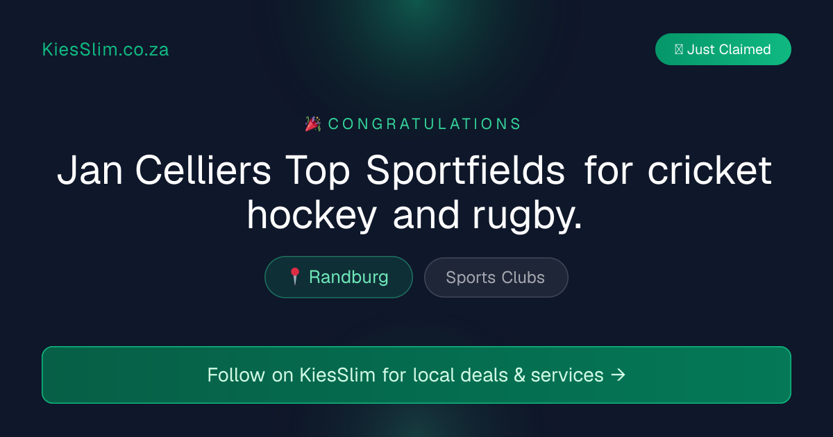 Jan Celliers Top Sportfields for cricket hockey and rugby.