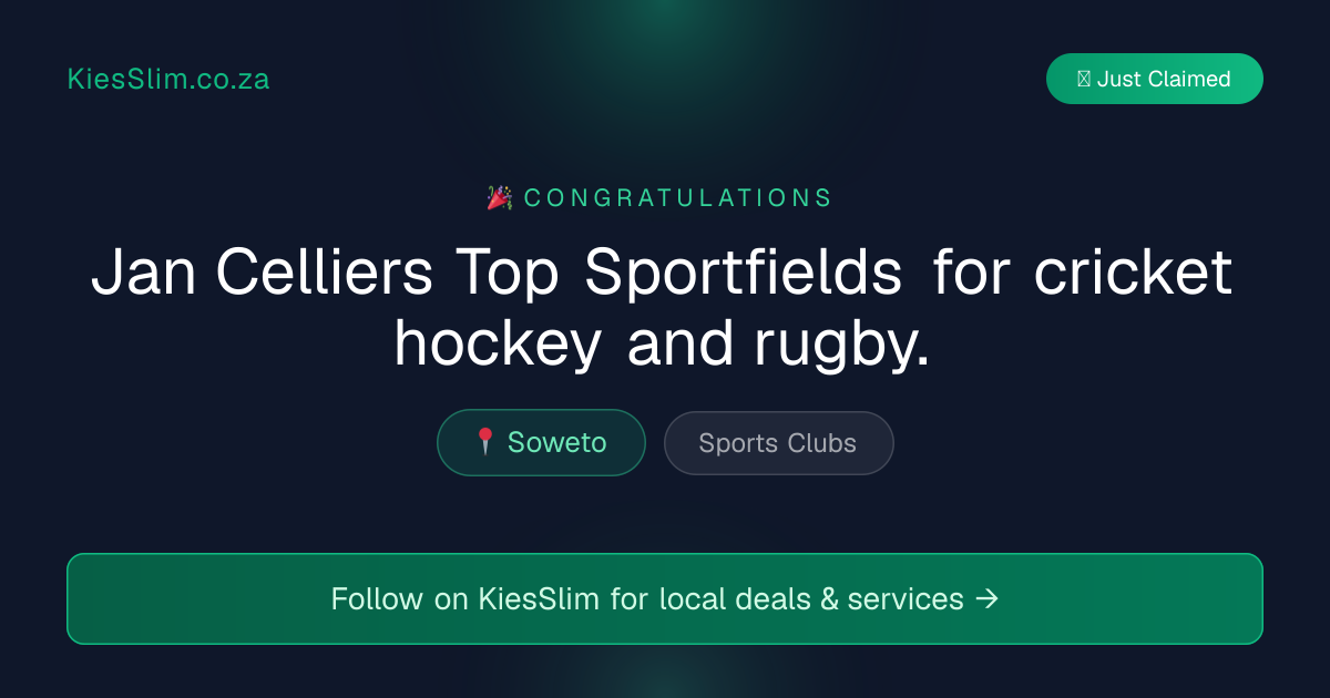 Jan Celliers Top Sportfields for cricket hockey and rugby.