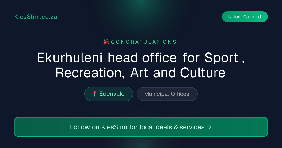 Ekurhuleni head office for Sport , Recreation, Art and Culture